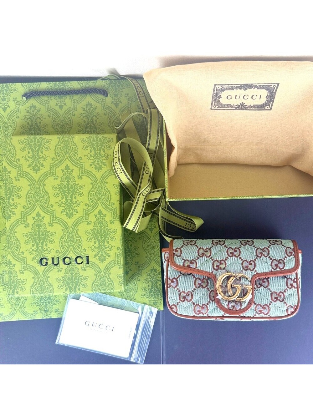 ✈️ Gucci GG Marmont Super Mini Blue Canvas Lido